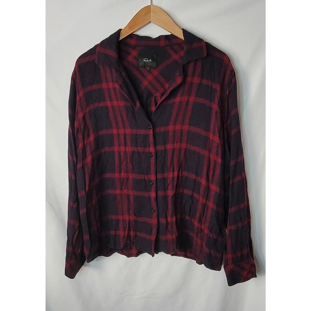 Rails- Women's Button up long sleeve top- Navy/Red- size Large